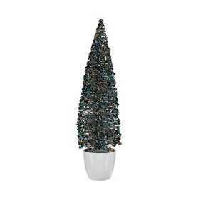 Sapin de Noël Grand 10 x 38 x 10 cm Bleu Doré Plastique