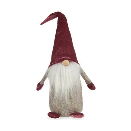 Figurine Décorative Gnome Gris Bordeaux Blanc Bois Sable 14 x 48 x 17,