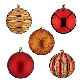 Boules de Noël Ø 8 cm 30 Unités Rouge Doré Orange PVC