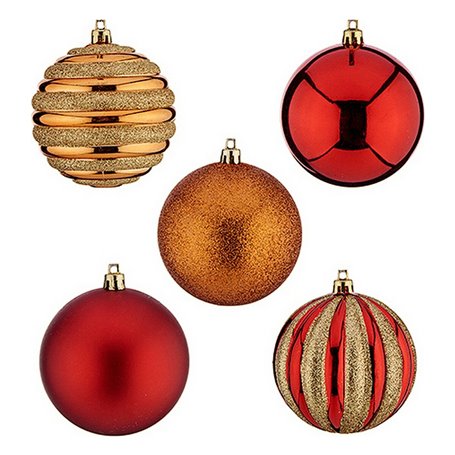 Boules de Noël Ø 8 cm 30 Unités Rouge Doré Orange PVC