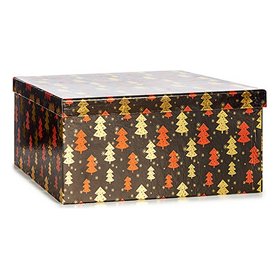Set de boîtes décoratives Sapin de Noël Noël Rouge Noir Doré Carton