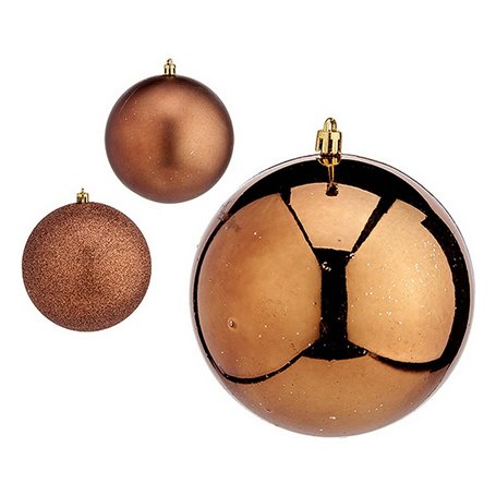 Boules de Noël Ø 12 cm Marron Plastique 12 x 13 x 12 cm