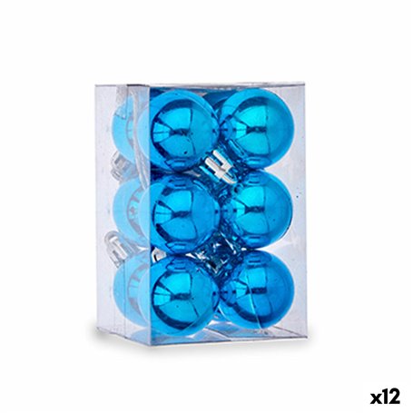 Lot de boules de Noël Ø 3 cm Bleu Plastique 12 x 6 x 6 cm (12 Unités)