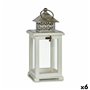 Lanterne Blanc Argenté Bois Métal 13 x 29 x 13 cm (6 Unités)