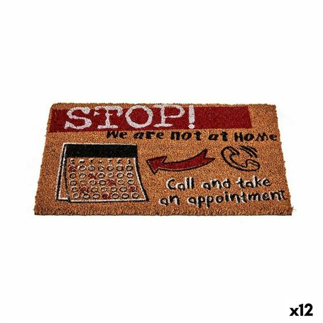 Paillasson Stop Noir Rouge Naturel Fibres de coco 40 x 1,5 x 60 cm (12