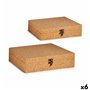 Set de boîtes décoratives Marron Liège Bois MDF (6 Unités)