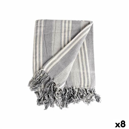 Foulard multi-usages Rayures 235 x 205 cm Blanc Gris (8 Unités)