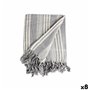 Foulard multi-usages Rayures 235 x 205 cm Blanc Gris (8 Unités)