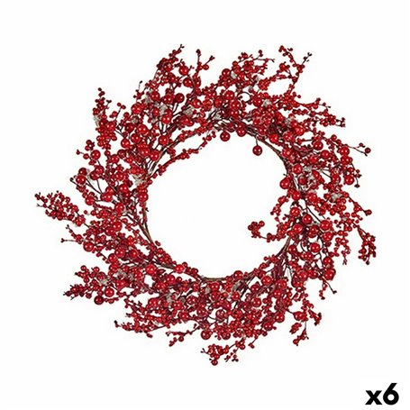 Couronne de Noël Rouge Plastique 48 x 10 x 48 cm (6 Unités)