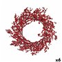 Couronne de Noël Rouge Plastique 48 x 10 x 48 cm (6 Unités)