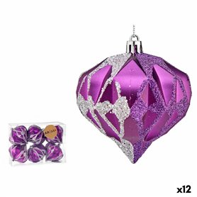 Lot de boules de Noël Diamant Violet Argenté Plastique 8 x 9 x 8 cm (1