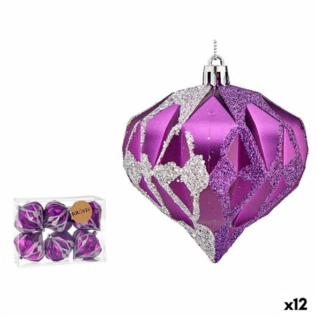 Lot de boules de Noël Diamant Violet Argenté Plastique 8 x 9 x 8 cm (1