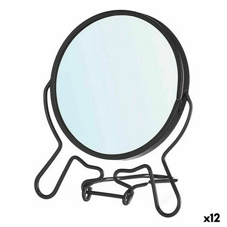 Miroir Grossissant Noir Fer 11 x 13 x 1,5 cm (12 Unités)