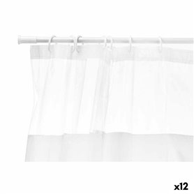 Rideau de Douche 180 x 180 cm Transparent Blanc Plastique PEVA (12 Uni