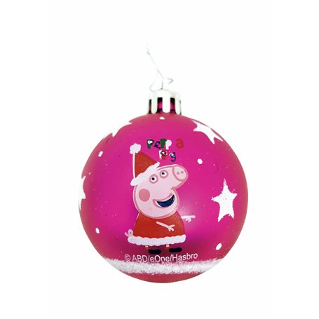 Boule de Noël Peppa Pig Cosy corner Fuchsia 6 Unités Plastique (Ø 8 cm