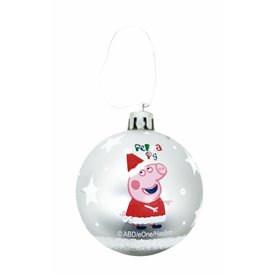 Boule de Noël Peppa Pig Cosy corner Argenté 6 Unités Plastique (Ø 8 cm