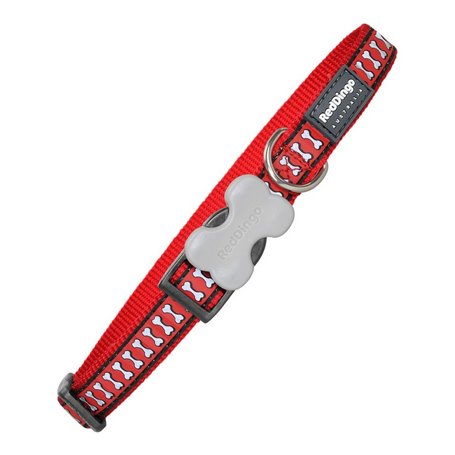 Collier pour Chien Red Dingo Réfléchissant Os Rouge (1,2 x 20-32 cm)