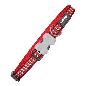 Collier pour Chien Red Dingo Réfléchissant Os Rouge (2,5 x 41-63 cm)