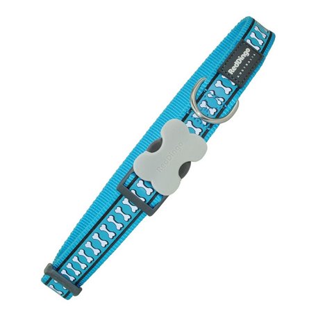 Collier pour Chien Red Dingo Réfléchissant Os Turquoise (2,5 x 41-63 c