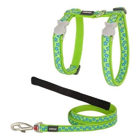 Harnais pour chat Red Dingo Style Turquoise Étoile Sangle