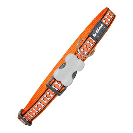 Collier pour Chien Red Dingo Réfléchissant Os Orange (1,5 x 24-36 cm)