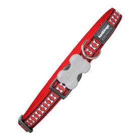 Collier pour Chien Red Dingo Réfléchissant Os Rouge (1,5 x 24-36 cm)