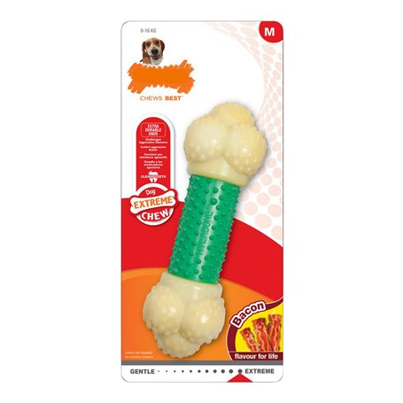 Jouet pour chien Nylabone Extreme Chew Double Action Bacon Menthe 2 en