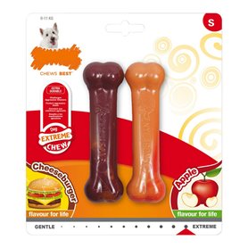 Jouet pour chien Nylabone Extreme Chew Twin Pomme Fromage Hamburgers T