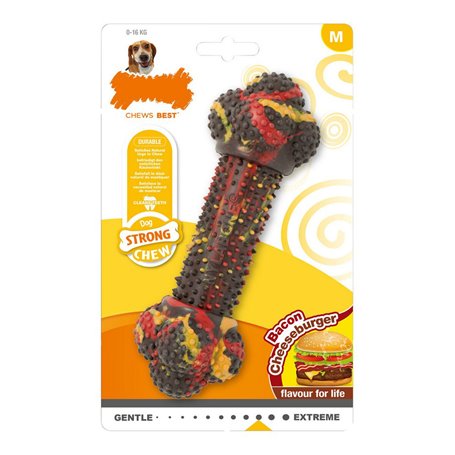 Jouet pour chien Nylabone Strong Chew Bacon Fromage Hamburgers Caoutch