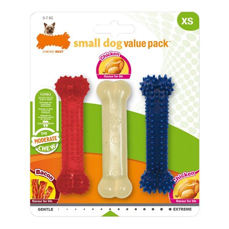 Jouet pour chien Nylabone Value Pack Bacon Taille S Poulet Thermoplast