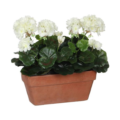 Plante décorative Mica Decorations Céramique Blanc Jaune PVC Géranium 