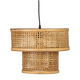 Suspension Noir Naturel Bois Bambou 220-240 V 34 x 34 x 26,5 cm