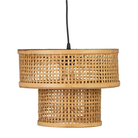 Suspension Noir Naturel Bois Bambou 220-240 V 34 x 34 x 26,5 cm