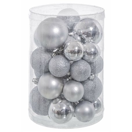 Boules de Noël Argenté Plastique Paillettes 12,5 x 12,5 x 27 cm (27 Un