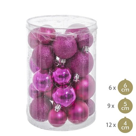 Boules de Noël Fuchsia Plastique Paillettes 12,5 x 12,5 x 27 cm (27 Un