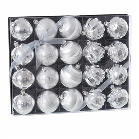 Boules de Noël Argenté Plastique 6 x 6 x 6 cm (20 Unités)