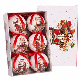 Boules de Noël Rouge Multicouleur Papier Polyfoam 7,5 x 7,5 x 7,5 cm (