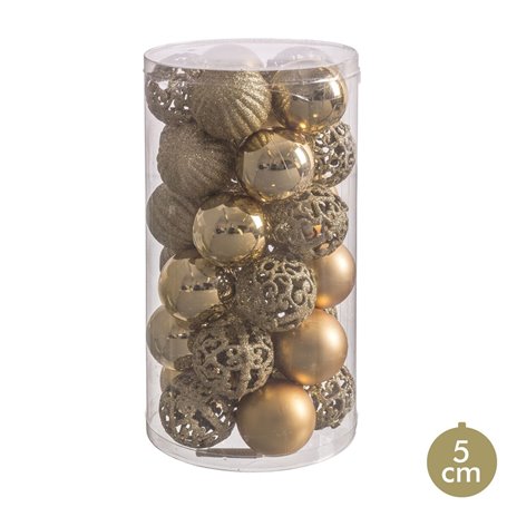 Boules de Noël Doré Plastique 5 x 5 x 5 cm (30 Unités)