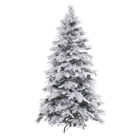 Sapin de Noël Blanc Vert PVC Métal Polyéthylène 210 cm