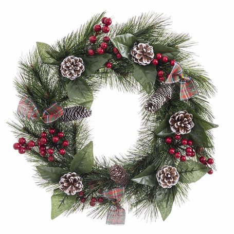 Couronne de Noël Blanc Rouge Vert Naturel PVC 40 cm