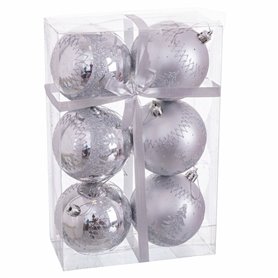 Boules de Noël Argent Plastique Cerf 8 x 8 x 8 cm (6 Unités)