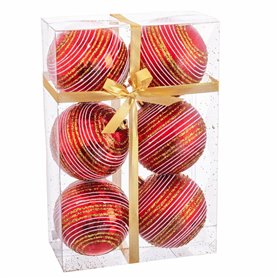 Boules de Noël Rouge Plastique Spirale 8 x 8 x 8 cm (6 Unités)