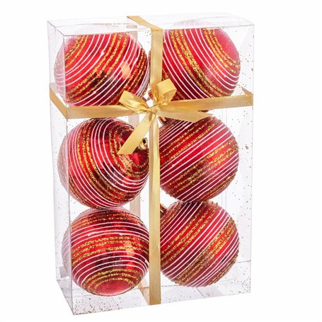 Boules de Noël Rouge Plastique Spirale 8 x 8 x 8 cm (6 Unités)