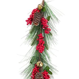 Guirlande de Noël Rouge Vert Plastique Ananas 140 cm