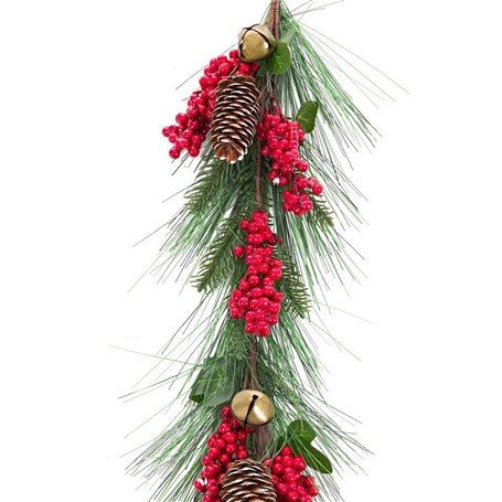 Guirlande de Noël Rouge Vert Plastique Ananas 140 cm