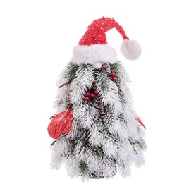 Sapin de Noël Blanc Rouge Vert Plastique Polyfoam Tissu 21 x 21 x 45 c