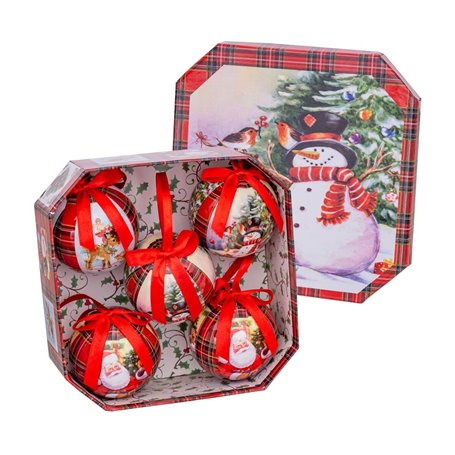 Boules de Noël Rouge Multicouleur Papier Polyfoam Bonhomme de Neige 7,