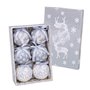 Boules de Noël Blanc Argenté Papier Polyfoam Cerf 7,5 x 7,5 x 7,5 cm (