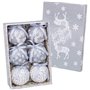 Boules de Noël Blanc Argenté Papier Polyfoam Cerf 7,5 x 7,5 x 7,5 cm (