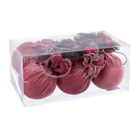 Boules de Noël Multicouleur Rose Velours côtelé Foam 6 x 6 x 6 cm (6 U